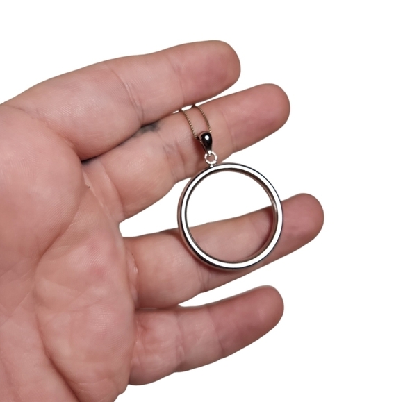 925 Silver Open Circle Necklace - Picture 2 of 6